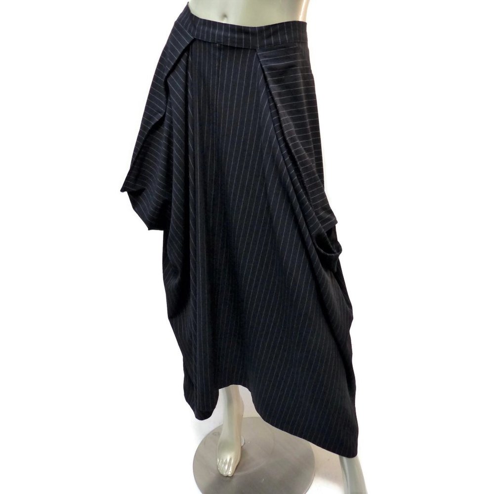 Hanna for La Journee Black Pinstripe Skirt M - L - Picture 6 of 8